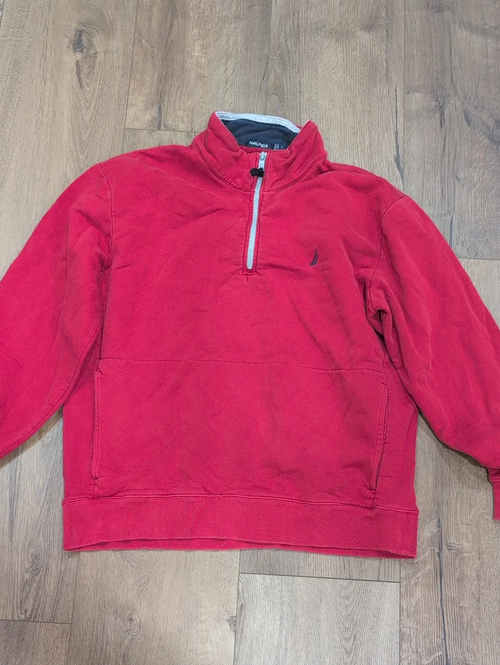 Nautica Men’s Red Half-Zip Pullover Sweater with Contrast Trim